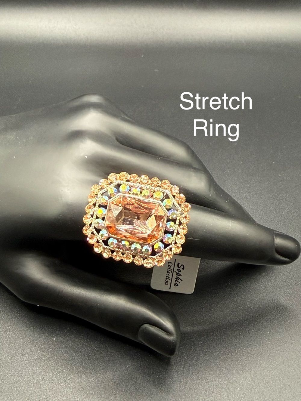 Gold-Tone Peach Stretch Cocktail Ring